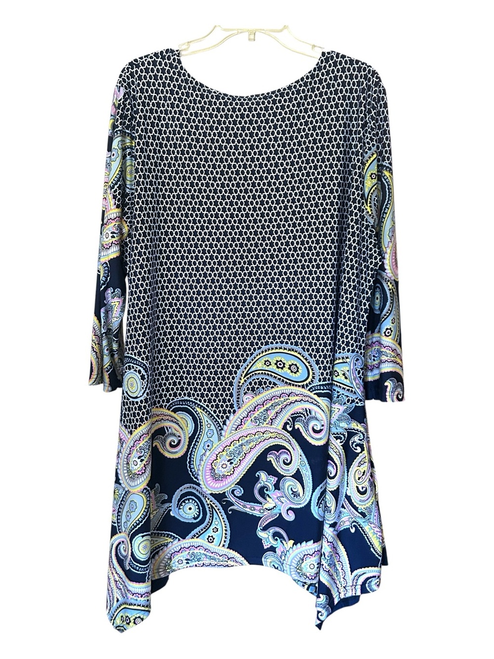 White Mark Tegan Paisley Swing Tunic with Yellow & Pink Accents 3XL - Picture 6 of 11